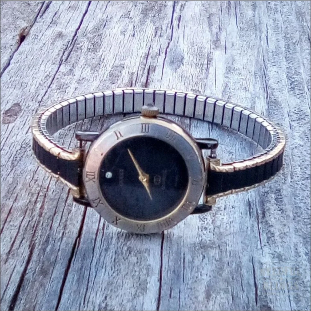 Vintage Black Dial Roman Numeral Stretch Watch Dial Marked Gucci